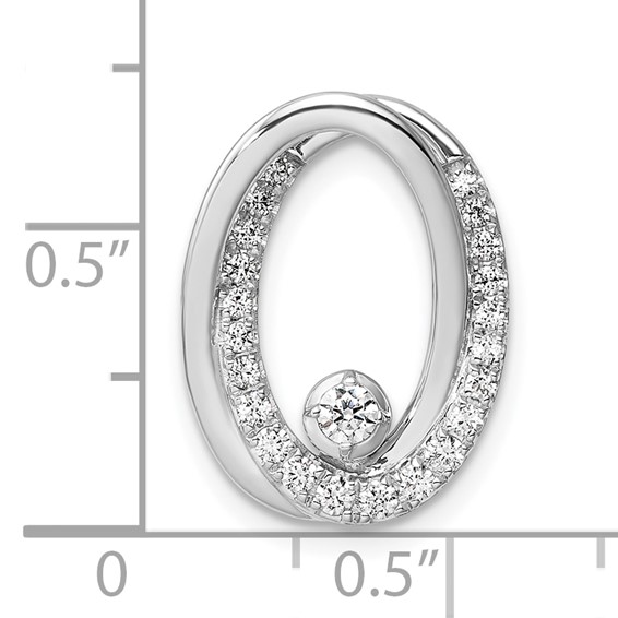 14K White Gold Polished 1/3 carat Diamond Double Oval Chain Slide