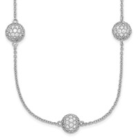14K White Gold 6.75 Carat Lab Grown Diamond VS SI+ G+ Complete 8mm Sphere Necklace, 18" view 1