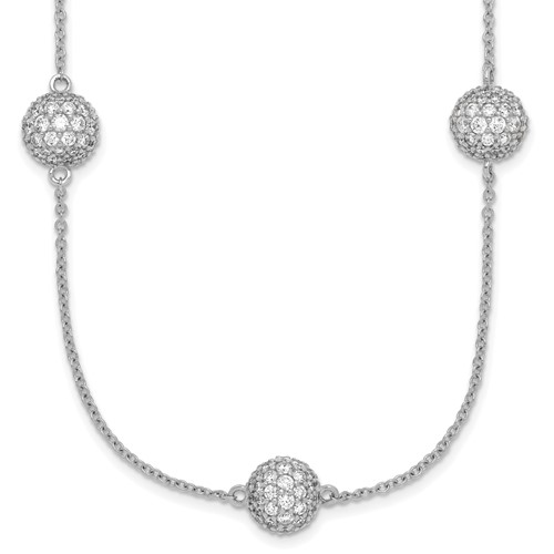 14K White Gold 6.75 Carat Lab Grown Diamond VS SI+ G+ Complete 8mm Sphere Necklace, 18"