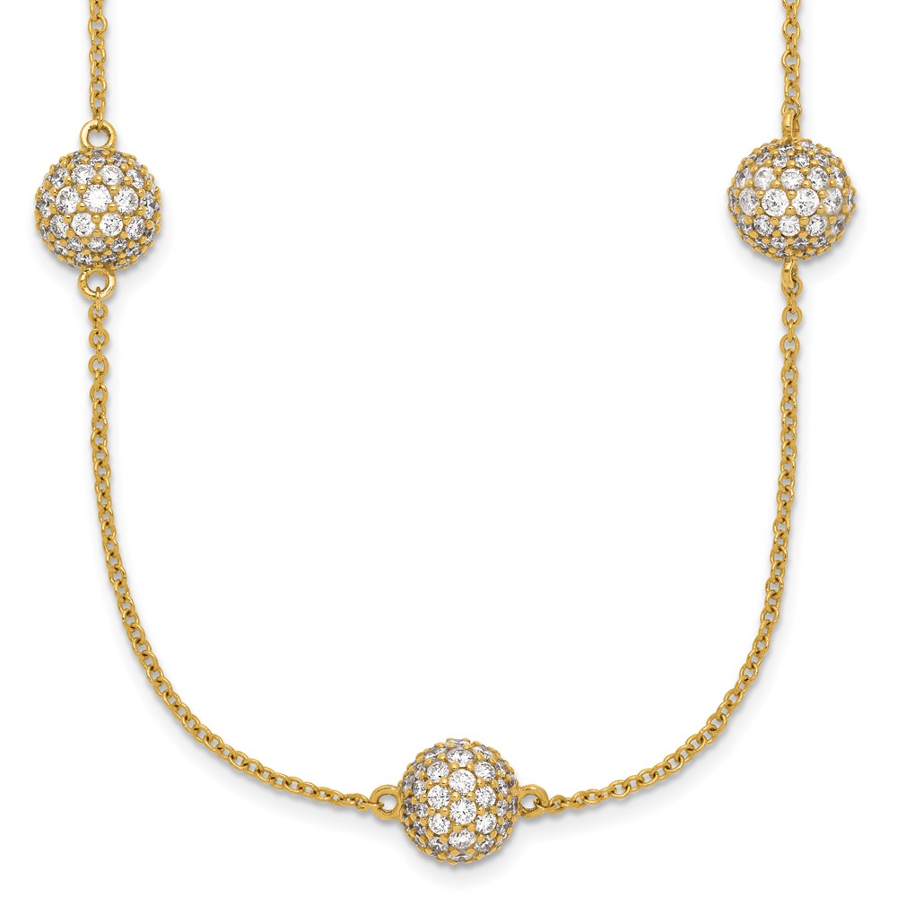 14K Yellow Gold 6.75 Carat Lab Grown Diamond VS SI+ G+ Complete 8mm Sphere Necklace, 18"