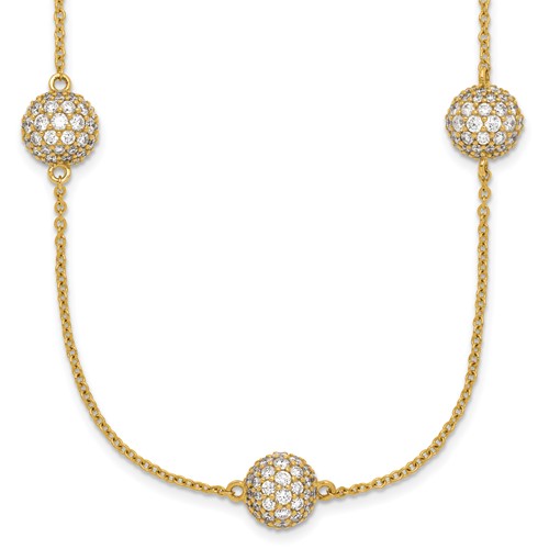 14K Yellow Gold 6.75 Carat Lab Grown Diamond VS SI+ G+ Complete 8mm Sphere Necklace, 18"