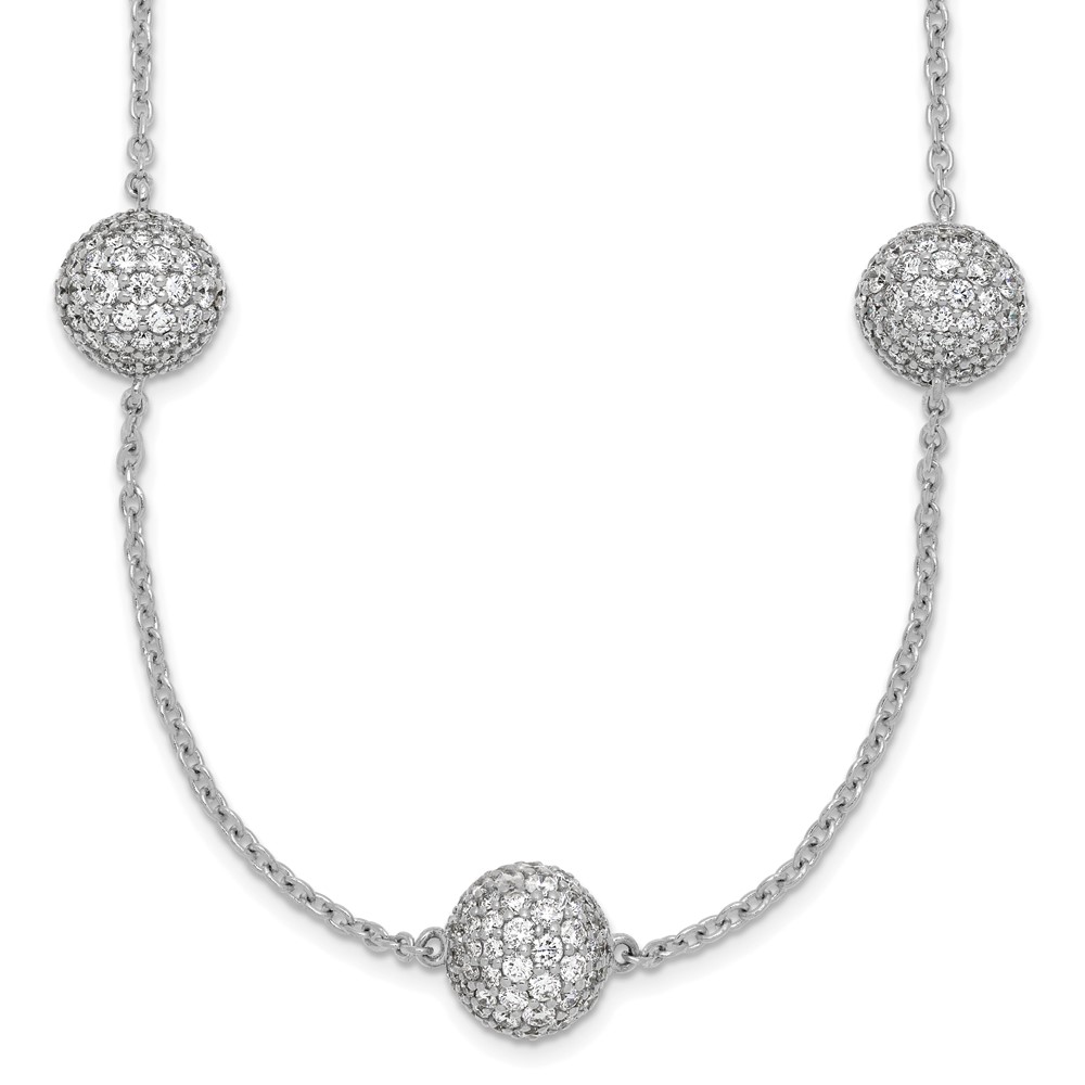 14K White Gold 10.62 Carat Lab Grown Diamond VS SI+ G+ Complete 10mm Sphere Necklace, 18"