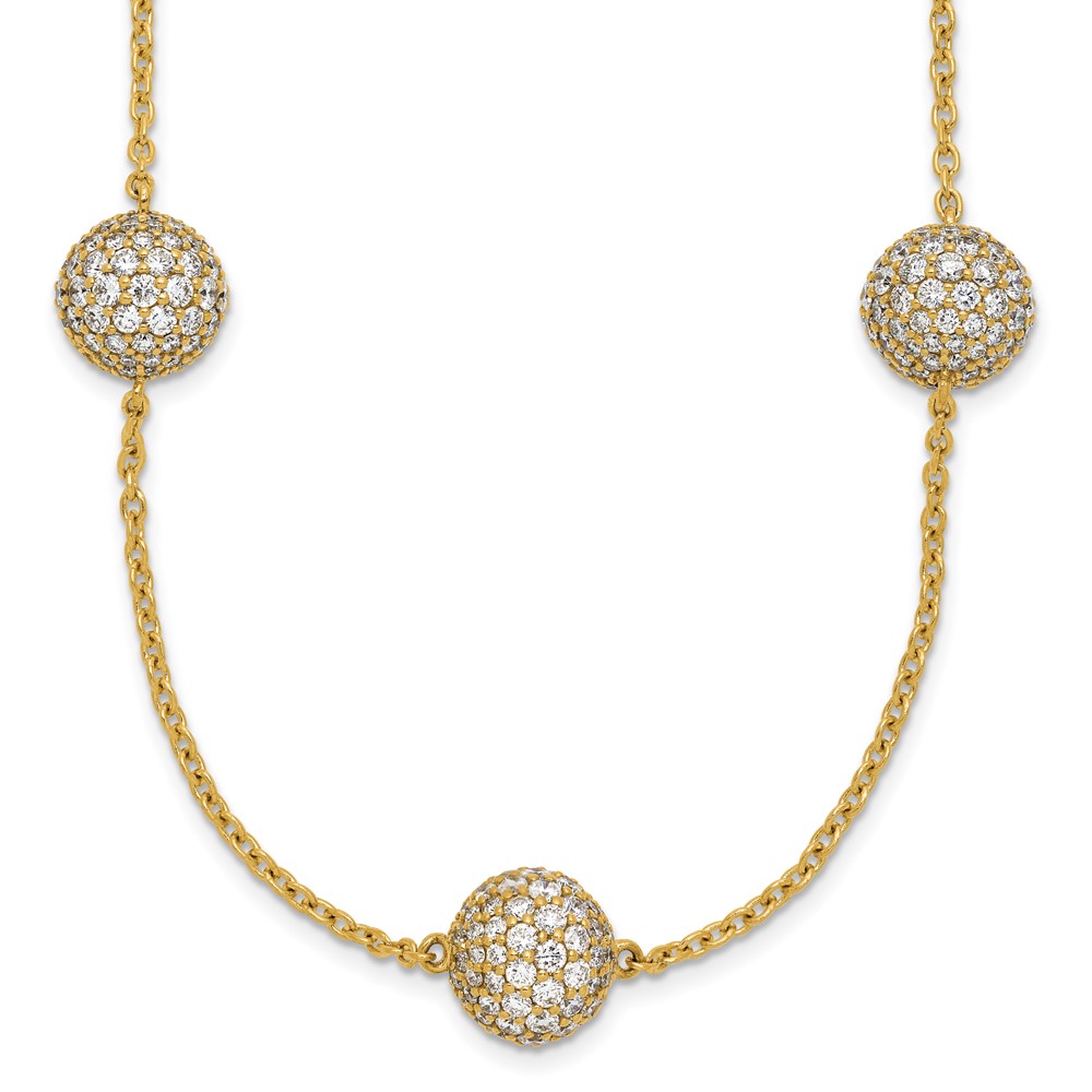 14K Yellow Gold 10.62 Carat Lab Grown Diamond VS SI+ G+ Complete 10mm Sphere Necklace, 18"