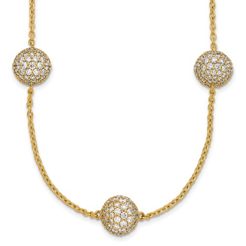 14K Yellow Gold 10.62 Carat Lab Grown Diamond VS SI+ G+ Complete 10mm Sphere Necklace, 18"