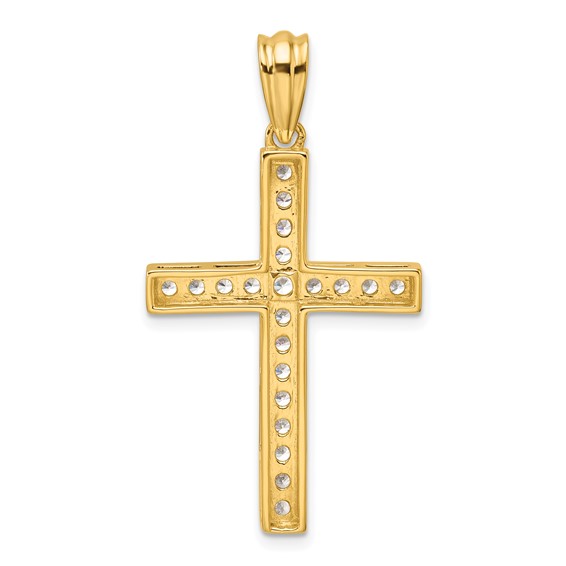 True Origin 14K Yellow Gold 3/4 carat Lab Grown Diamond VS+ F+ Complete Cross Pendant