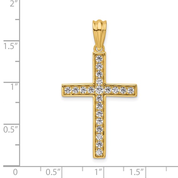 True Origin 14K Yellow Gold 3/4 carat Lab Grown Diamond VS+ F+ Complete Cross Pendant