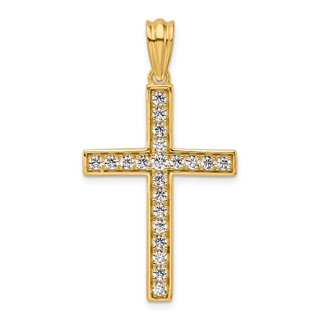 True Origin 14K Yellow Gold 3/4 carat Lab Grown Diamond VS+ F+ Complete Cross Pendant