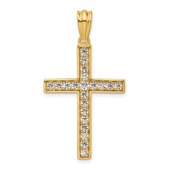 True Origin 14K Yellow Gold 3/4 carat Lab Grown Diamond VS+ F+ Complete Cross Pendant