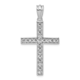 True Origin 14K White Gold 3/4 carat Lab Grown Diamond VS+ F+ Complete Cross Pendant