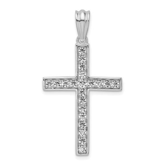 True Origin 14K White Gold 3/4 carat Lab Grown Diamond VS+ F+ Complete Cross Pendant