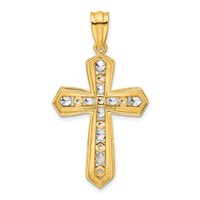 True Origin 14K Yellow Gold 1 Carat Lab Grown Diamond VS+ F+ Complete Cross Pendant view 3