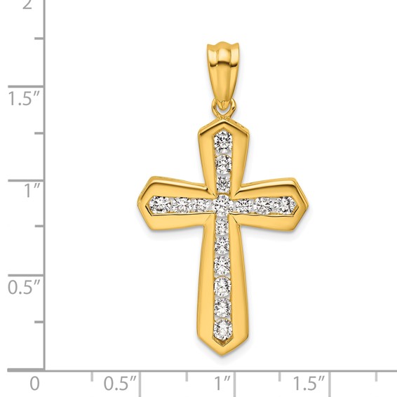 True Origin 14K Yellow Gold 1 carat Lab Grown Diamond VS+ F+ Complete Cross Pendant