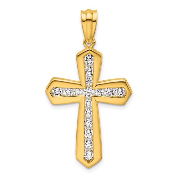 True Origin 14K Yellow Gold 1 carat Lab Grown Diamond VS+ F+ Complete Cross Pendant