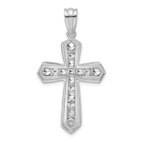 True Origin 14K White Gold 1 Carat Lab Grown Diamond VS+ F+ Complete Cross Pendant view 3