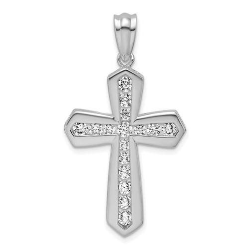 True Origin 14K White Gold 1 Carat Lab Grown Diamond VS+ F+ Complete Cross Pendant