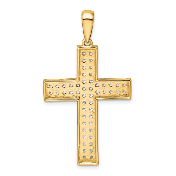 True Origin 14K Yellow Gold 1 carat Lab Grown Diamond VS+ F+ Complete Cross Pendant