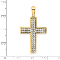 True Origin 14K Yellow Gold 1 Carat Lab Grown Diamond VS+ F+ Complete Cross Pendant view 4