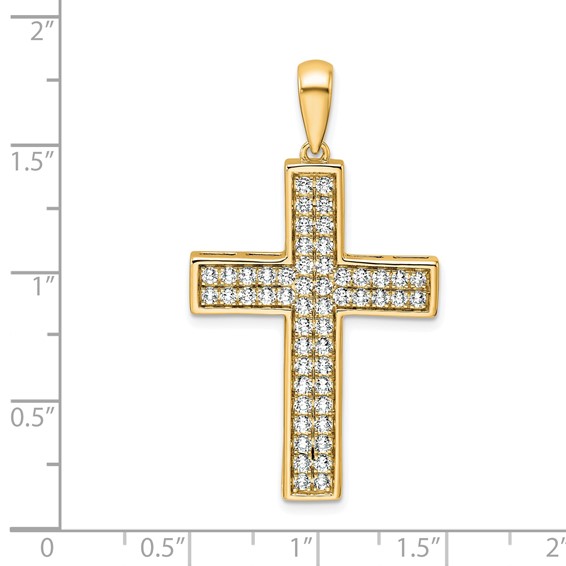 True Origin 14K Yellow Gold 1 carat Lab Grown Diamond VS+ F+ Complete Cross Pendant