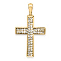 True Origin 14K Yellow Gold 1 Carat Lab Grown Diamond VS+ F+ Complete Cross Pendant view 1