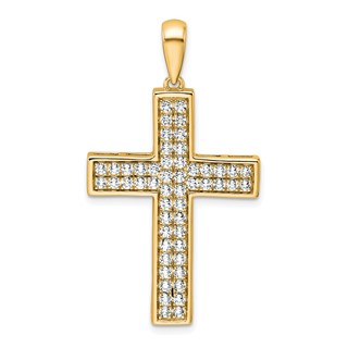 True Origin 14K Yellow Gold 1 carat Lab Grown Diamond VS+ F+ Complete Cross Pendant
