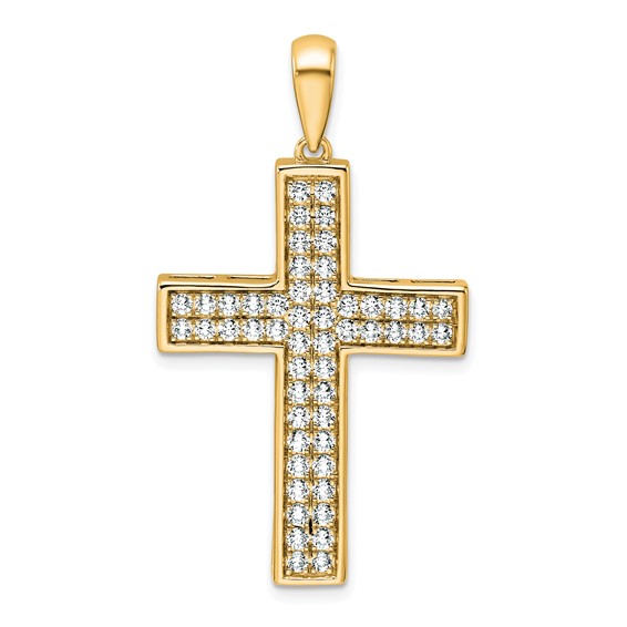 True Origin 14K Yellow Gold 1 carat Lab Grown Diamond VS+ F+ Complete Cross Pendant