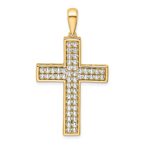 True Origin 14K Yellow Gold 1 Carat Lab Grown Diamond VS+ F+ Complete Cross Pendant