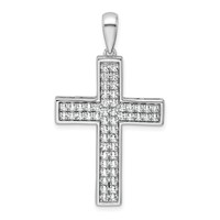 True Origin 14K White Gold 1 Carat Lab Grown Diamond VS+ F+ Complete Cross Pendant view 1