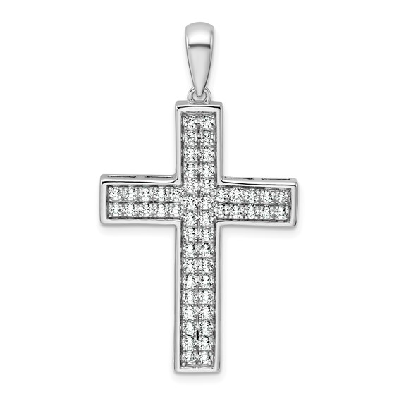 True Origin 14K White Gold 1 carat Lab Grown Diamond VS+ F+ Complete Cross Pendant