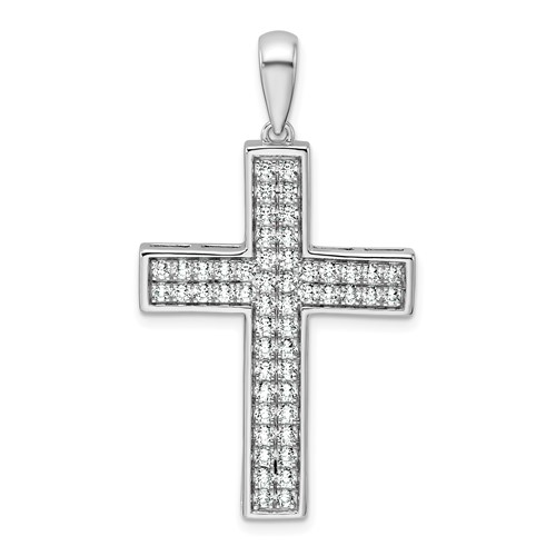 True Origin 14K White Gold 1 Carat Lab Grown Diamond VS+ F+ Complete Cross Pendant