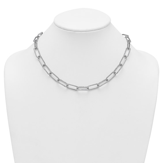 True Origin 14K White Gold 8 5/8 carat Lab Grown Diamond VS+ F+ 18 in Complete Link Necklace