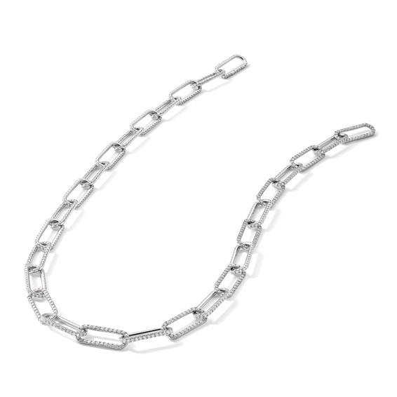 True Origin 14K White Gold 8 5/8 carat Lab Grown Diamond VS+ F+ 18 in Complete Link Necklace