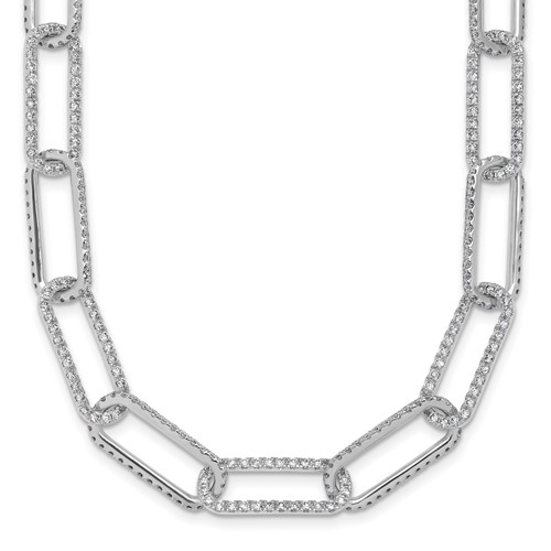True Origin 14K White Gold 8.62 Carat Lab Grown Diamond VS+ F+ Complete Link Necklace, 18"