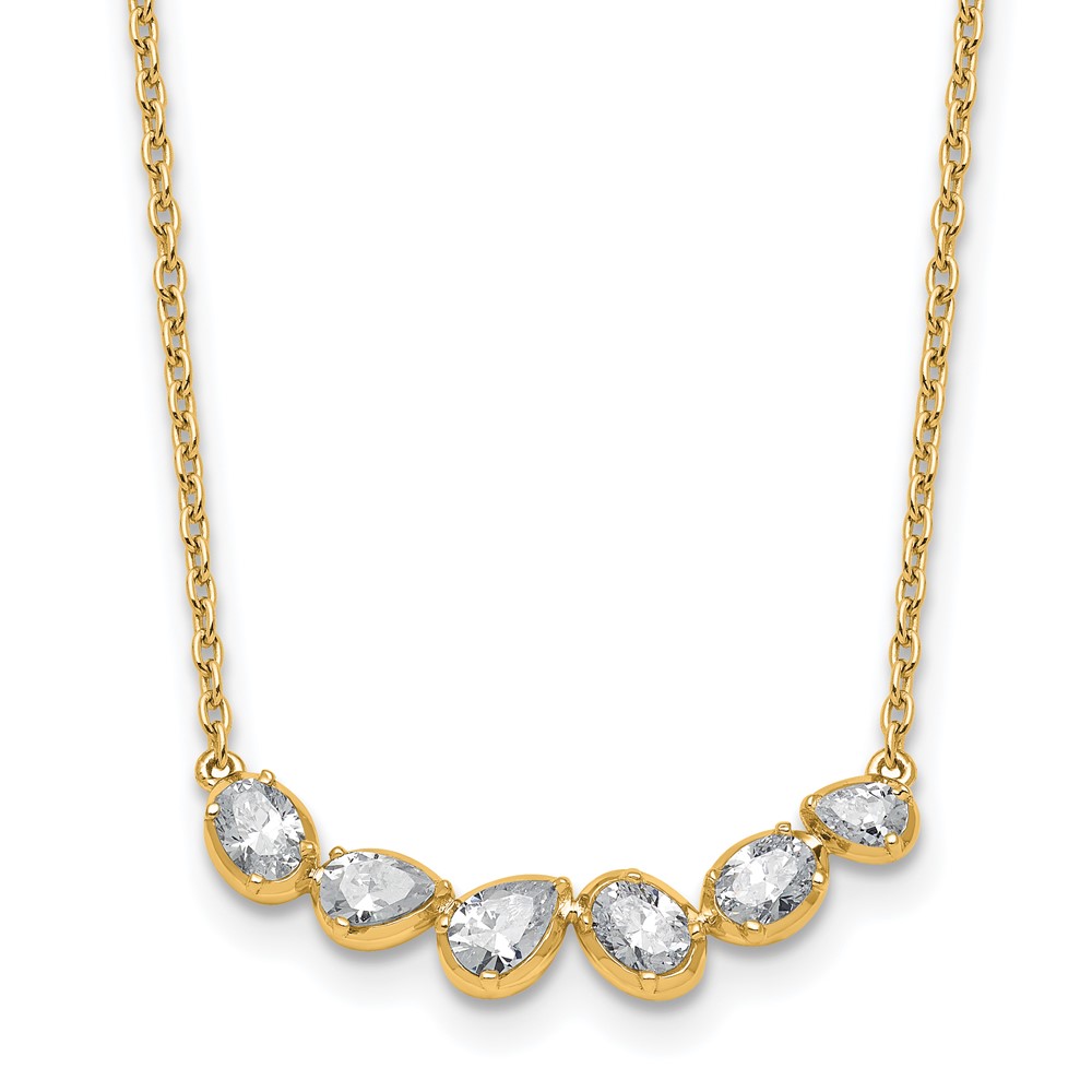 True Origin 14K Yellow Gold 0.75 Carat Lab Grown Diamond VS+ F+ Complete Fashion Bar Necklace, 18"