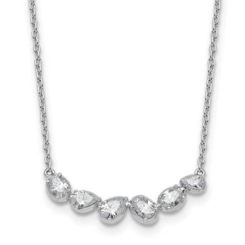 True Origin 14K White Gold 0.75 Carat Lab Grown Diamond VS+ F+ Complete Fashion Bar Necklace, 18"