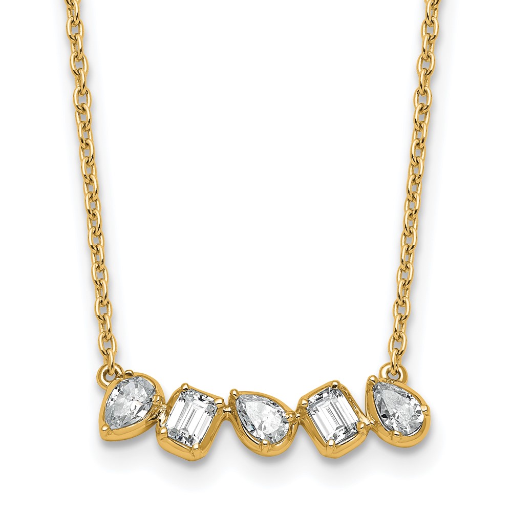 True Origin 14K Yellow Gold 0.62 Carat Lab Grown Diamond VS+ F+ Complete Fashion Bar Necklace, 18"