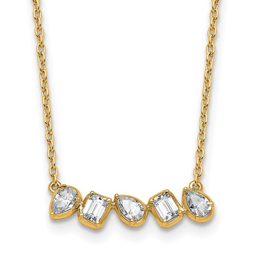 True Origin 14K Yellow Gold 0.62 Carat Lab Grown Diamond VS+ F+ Complete Fashion Bar Necklace, 18"