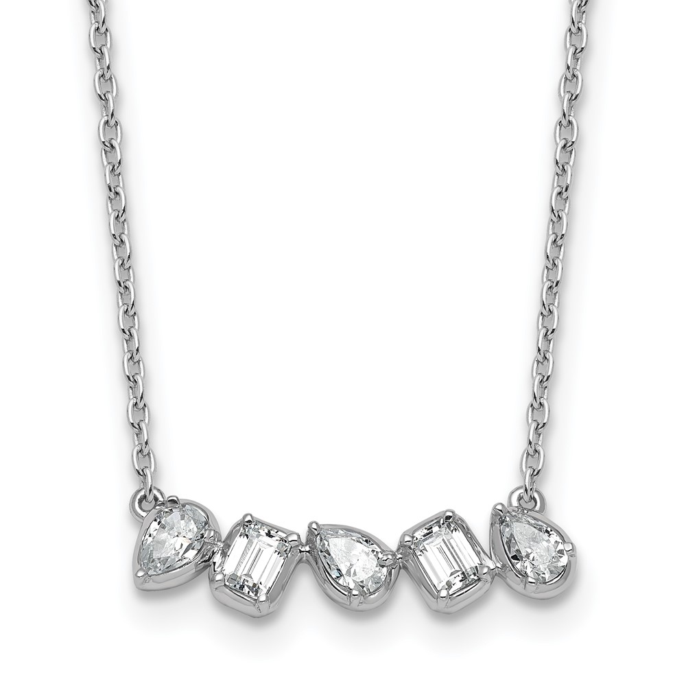 True Origin 14K White Gold 0.62 Carat Lab Grown Diamond VS+ F+ Complete Fashion Bar Necklace, 18"