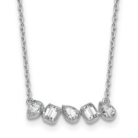 True Origin 14K White Gold 0.62 Carat Lab Grown Diamond VS+ F+ Complete Fashion Bar Necklace, 18" view 1