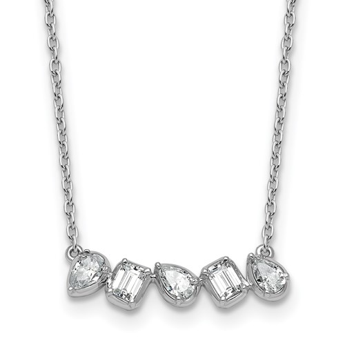 True Origin 14K White Gold 0.62 Carat Lab Grown Diamond VS+ F+ Complete Fashion Bar Necklace, 18"