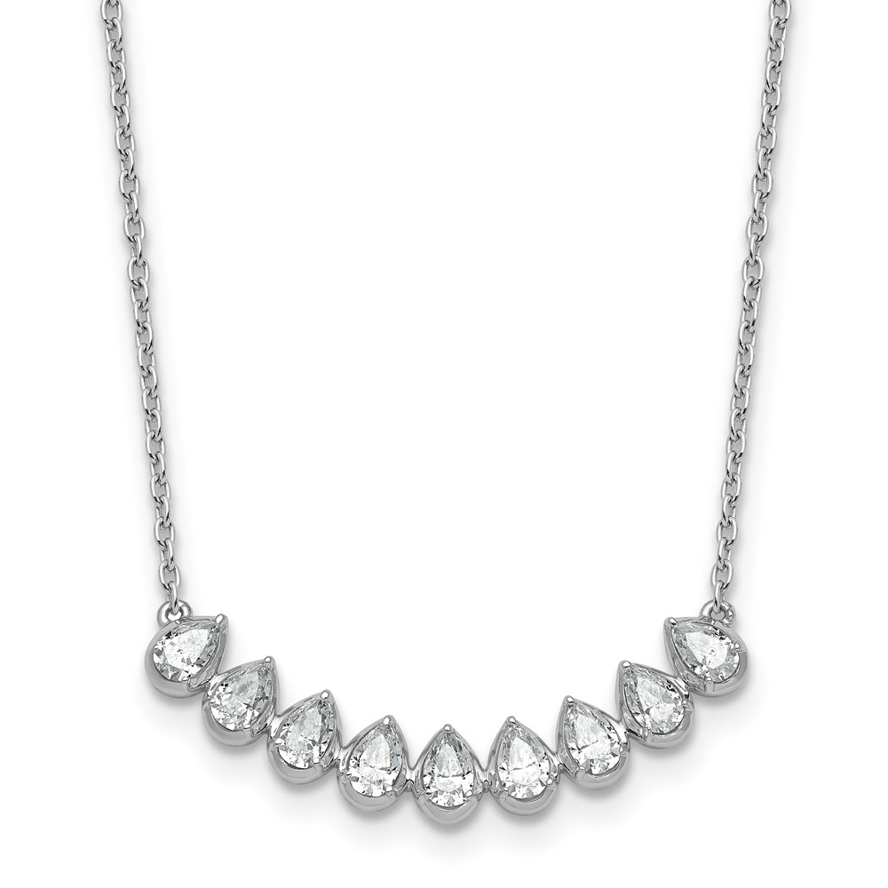 True Origin 14K White Gold 1 Carat Lab Grown Diamond VS+ F+ Complete Fashion Bar Necklace, 18"