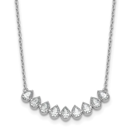 True Origin 14K White Gold 1 Carat Lab Grown Diamond VS+ F+ Complete Fashion Bar Necklace, 18"