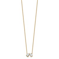 True Origin 14K Yellow Gold 1.50 Carat Lab Grown Diamond VS+ F+ Complete Two Stone Necklace, 18" view 2