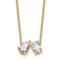 True Origin 14K Yellow Gold 1.50 Carat Lab Grown Diamond VS+ F+ Complete Two Stone Necklace, 18" view 1