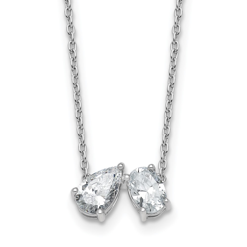 True Origin 14K White Gold 1.50 Carat Lab Grown Diamond VS+ F+ Complete Two Stone Necklace, 18"