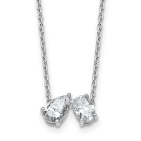True Origin 14K White Gold 1.50 Carat Lab Grown Diamond VS+ F+ Complete Two Stone Necklace, 18" view 1