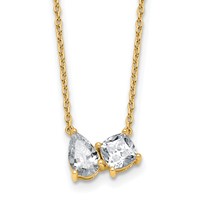 True Origin 14K Yellow Gold 1.75 Carat Lab Grown Diamond VS+ F+ Complete Two Stone Necklace, 18" view 1
