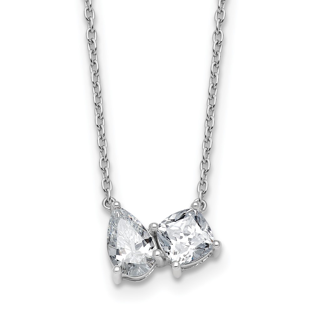 True Origin 14K White Gold 1.75 Carat Lab Grown Diamond VS+ F+ Complete Two Stone Necklace, 18"