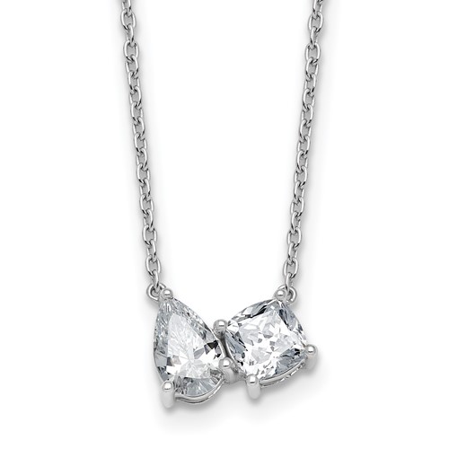True Origin 14K White Gold 1.75 Carat Lab Grown Diamond VS+ F+ Complete Two Stone Necklace, 18"