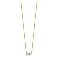 True Origin 14K Yellow Gold 1.62 Carat Lab Grown Diamond VS+ F+ Complete Two Stone Necklace, 18" view 2