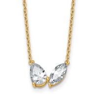 True Origin 14K Yellow Gold 1.62 Carat Lab Grown Diamond VS+ F+ Complete Two Stone Necklace, 18" view 1